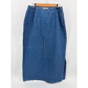 Eddie Bauer Skirt, Blue Denim Vintage Maxi Cotton Jean, Straight, Women's 14